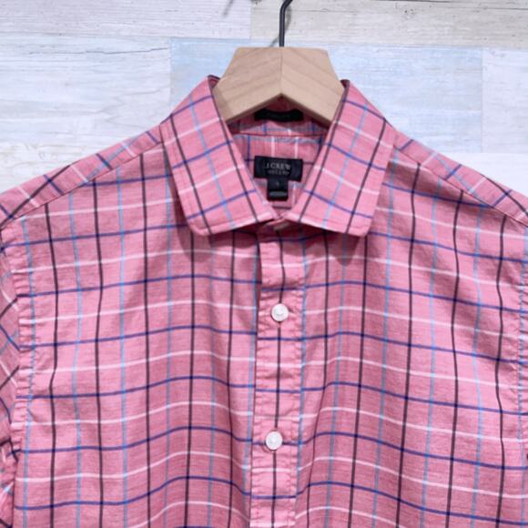 J Crew 120s 2 Ply Ludlow Dress Shirt Red Spread Collar Career Work Mens Small - Picture 2 of 6